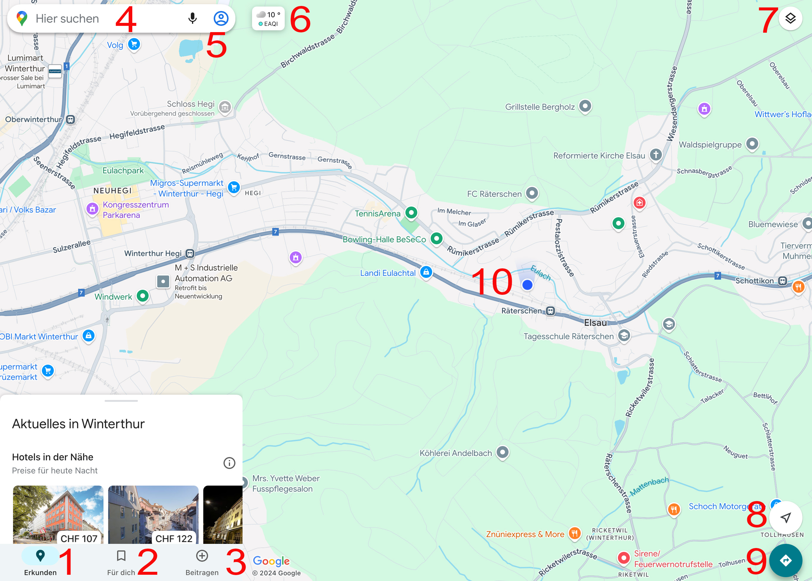 Hauptseite von Google Maps